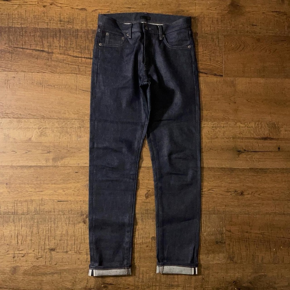 Uniqlo Selvedge Slim Straight Jeans Mens 30x30 Navy Blue Americana Streetwear